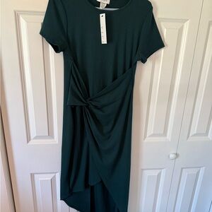 Elegant Teal Knot-Front Dress